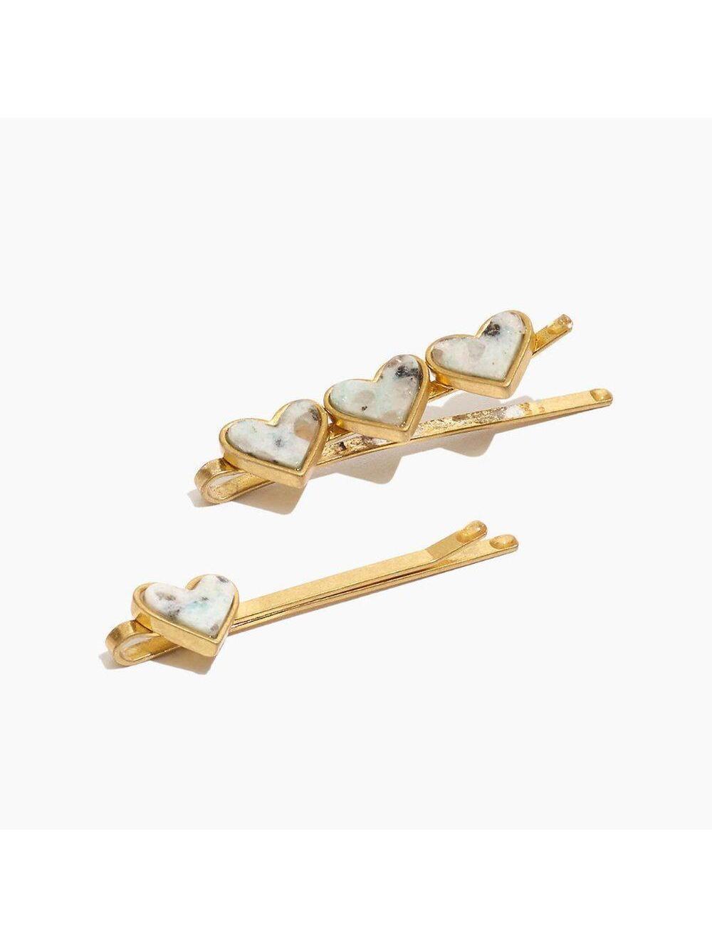 Madewell Lotus Jasper Heart Hair Pins